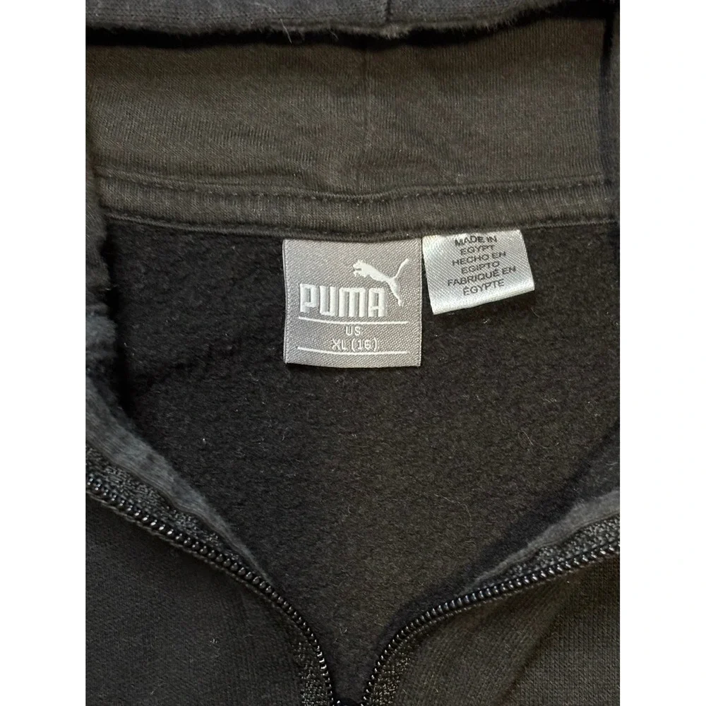 PUMA Kids XL(16) Full Zip Hoodie Black Gold Accents Sporty Athleisure Sweatshirt